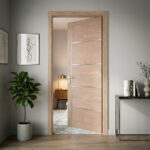 EV Walnut Flush Door with Aluminum Strips - Image 2