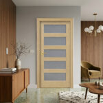 Clear Grade Pine Wood 5-Lite Frosted Glass Door - Image 3