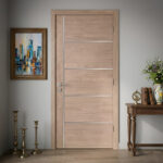 EV Walnut Flush Door with Aluminum Strips