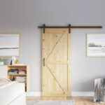 Solid Pine Wood Barn Door Assembled