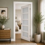 White-Primed 5-Lite Frosted Glass Door - Image 2