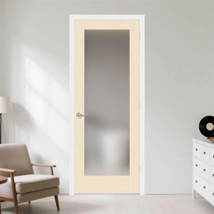 clear-grade-pine-wood-1-lite-frosted-glass4864c Clear Grade Pine Wood 1-Lite Frosted Glass Door - Image 1